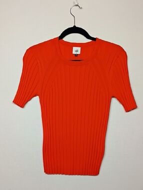 CAbi Ribbed Short Sleeve Top - Orange